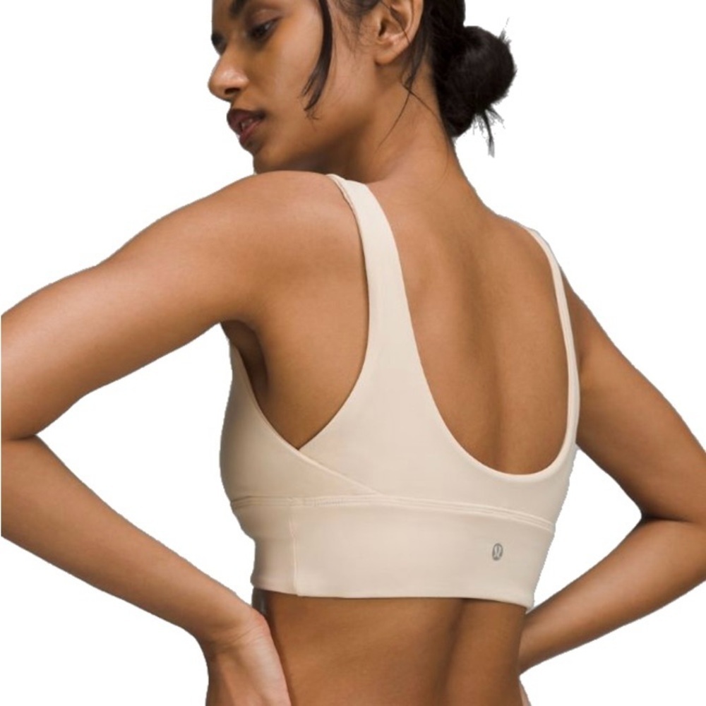 Lululemon Align Nulu Reversible Sports Bra Light Support, Cream Pale Linen sz 4